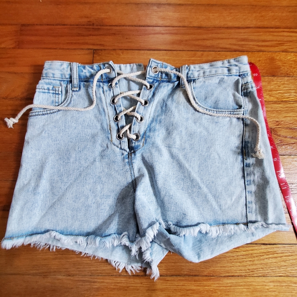 Denim Lace-Up Women Shorts Sz L
